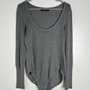 Leimere Women Long Sleeve Bodysuit Grey‎ Size M